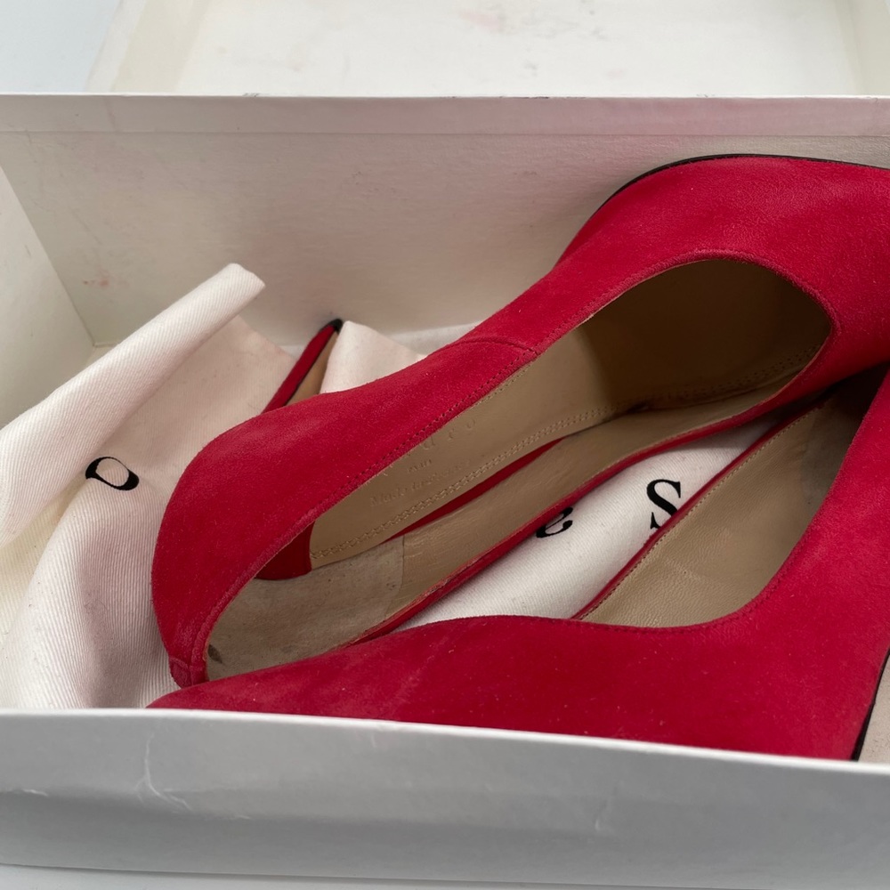 New Sandro Red Suede Pumps heels shoe size 7.5 , 6.5 - Picture 8 of 14